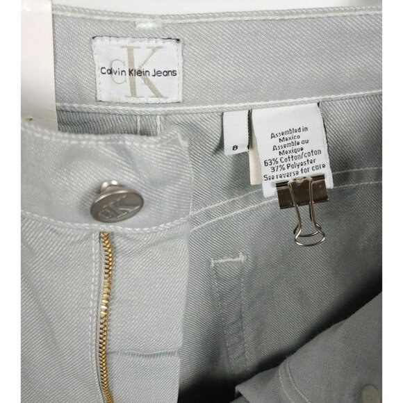 NWT VTG Calvin Klein Low Rider Sz 8 Shorts New Gray Metal Denim Mid Rise - Picture 7 of 9